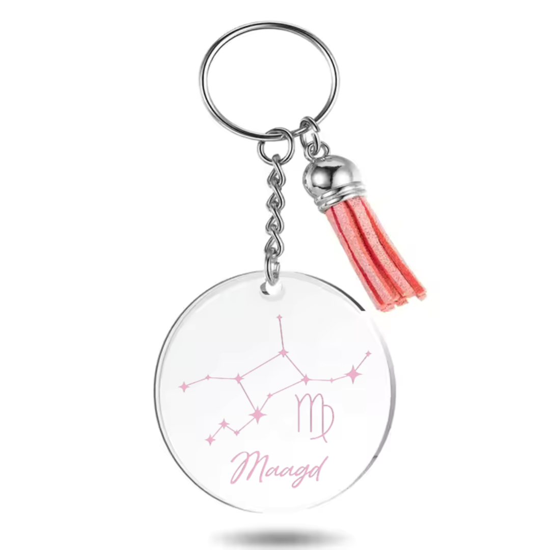 Sleutelhanger met sterrenbeeld Maagd en sterrenstelsel