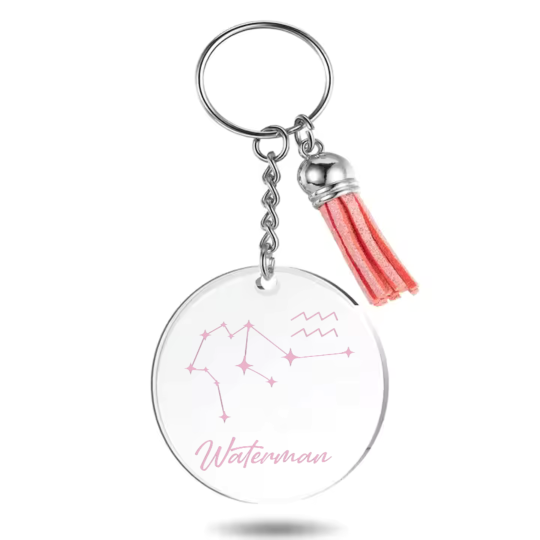 Sleutelhanger met sterrenbeeld Waterman en sterrenstelsel