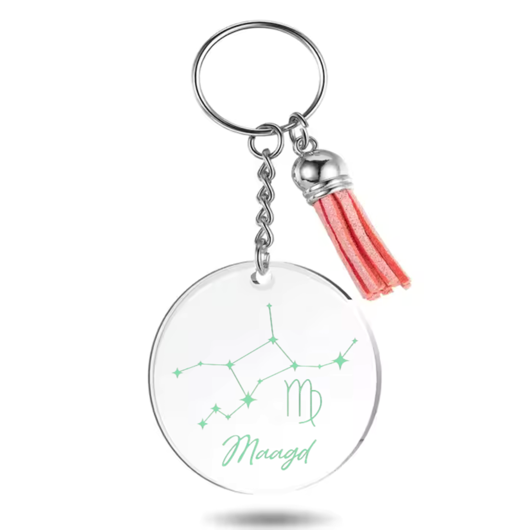 Sleutelhanger met sterrenbeeld Maagd en sterrenstelsel