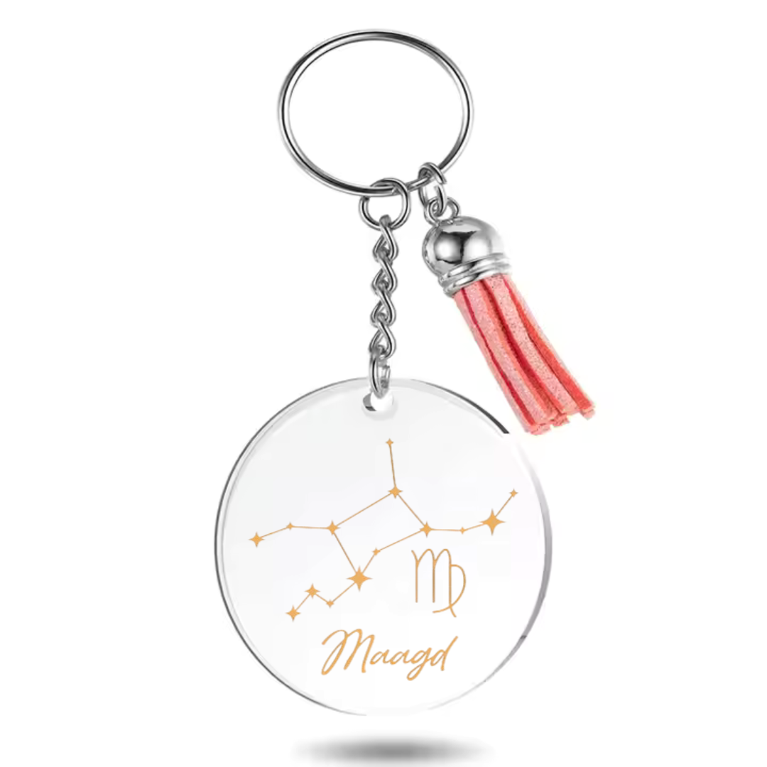 Sleutelhanger met sterrenbeeld Maagd en sterrenstelsel