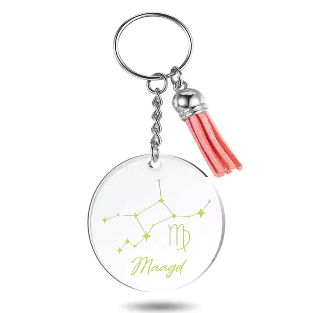 Sleutelhanger met sterrenbeeld Maagd en sterrenstelsel