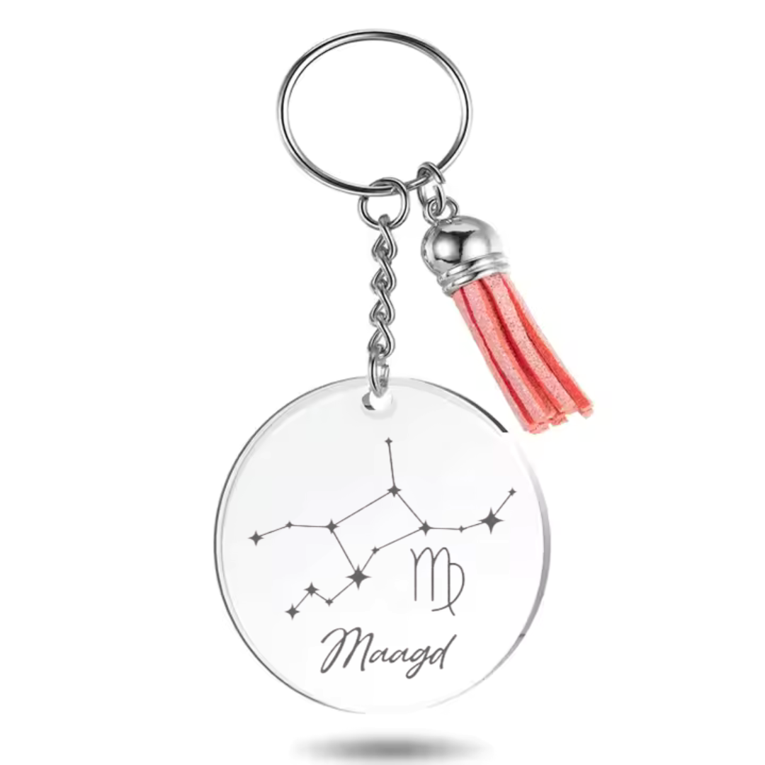 Sleutelhanger met sterrenbeeld Maagd en sterrenstelsel