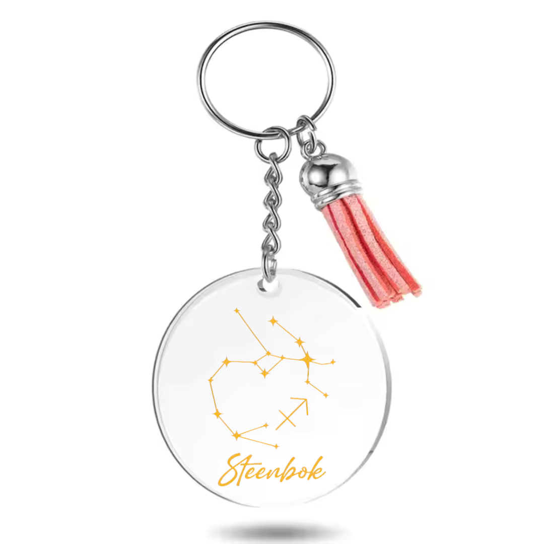 Sleutelhanger met sterrenbeeld Steenbok met sterrenstelsel