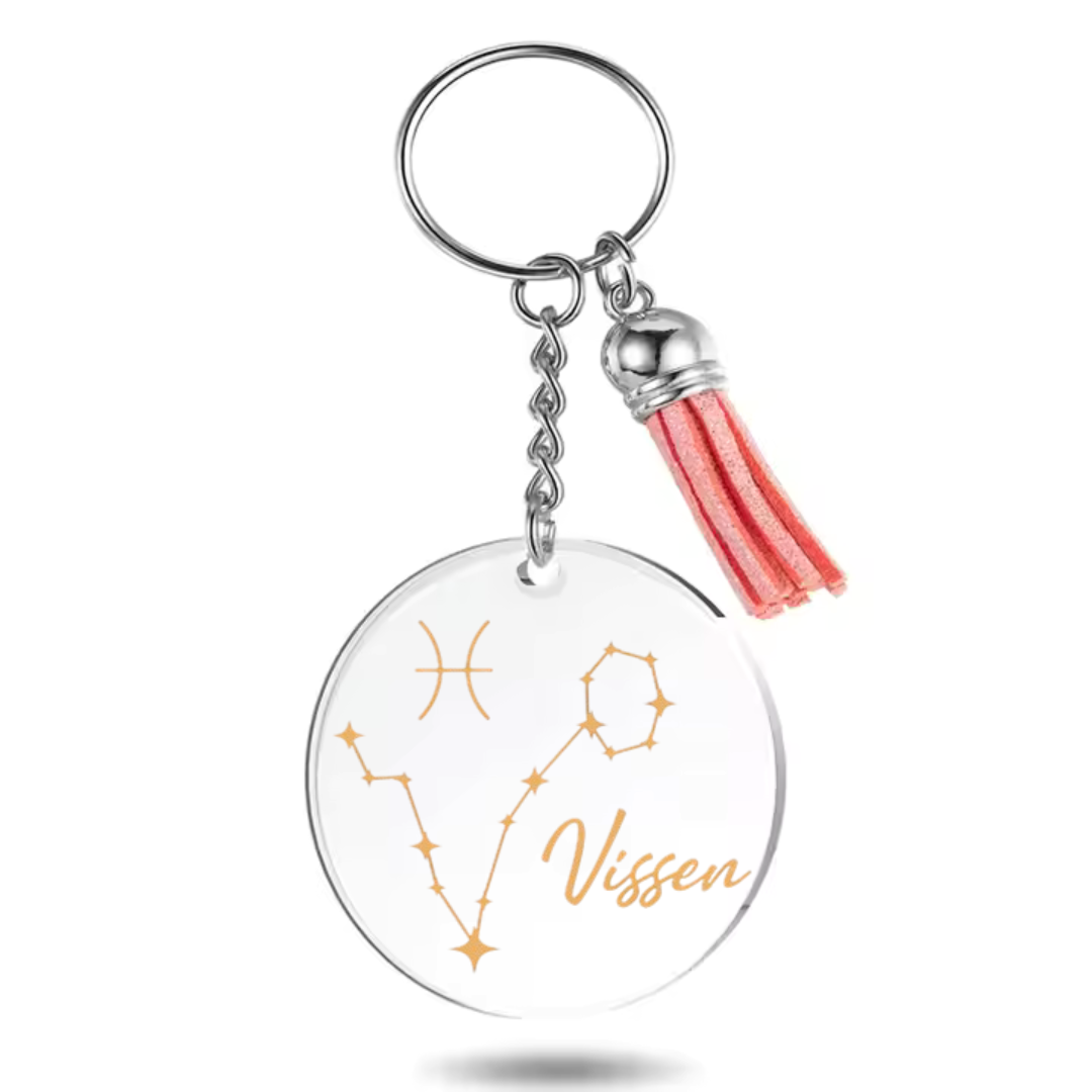 Sleutelhanger met sterrenbeeld Vissen en sterrenstelsel