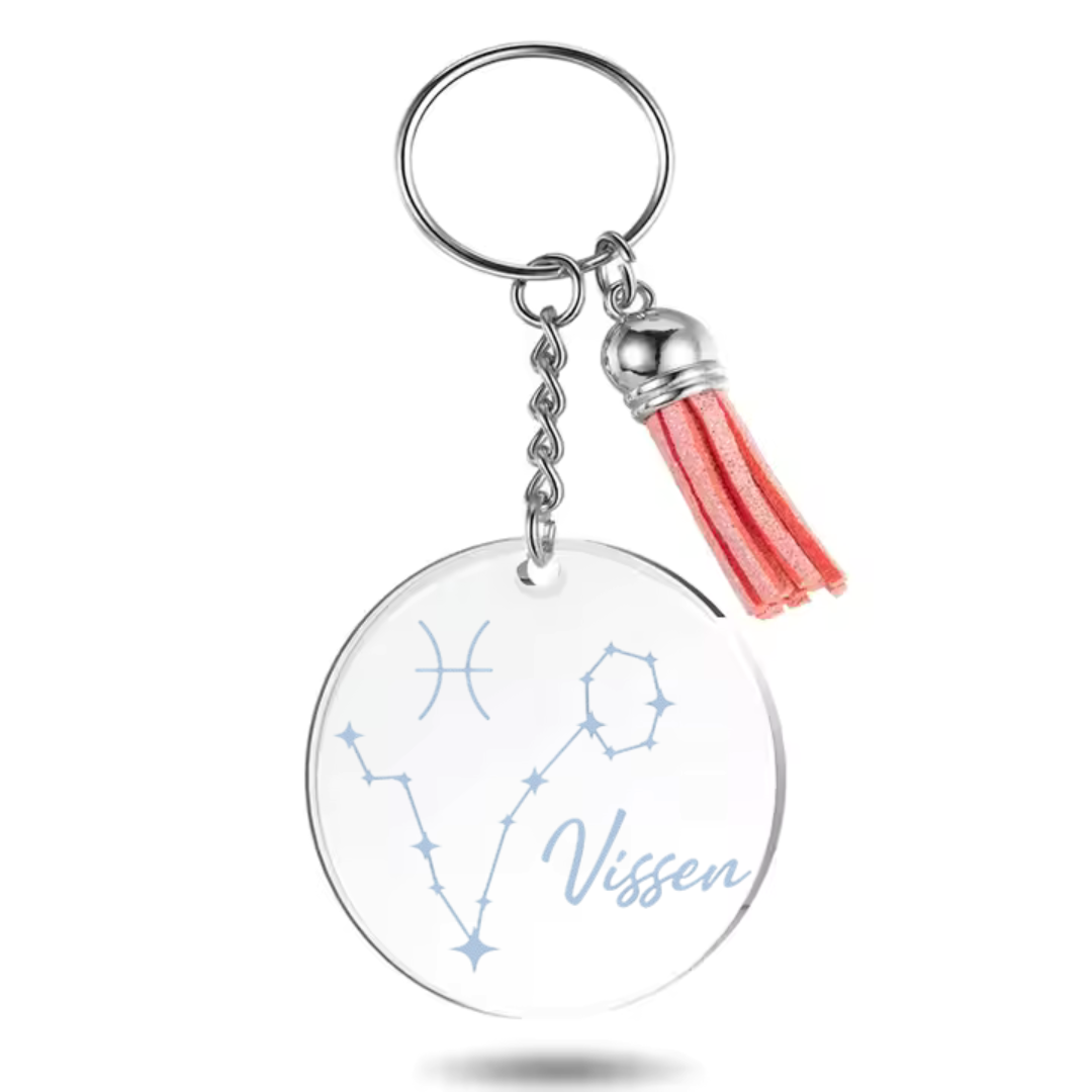 Sleutelhanger met sterrenbeeld Vissen en sterrenstelsel