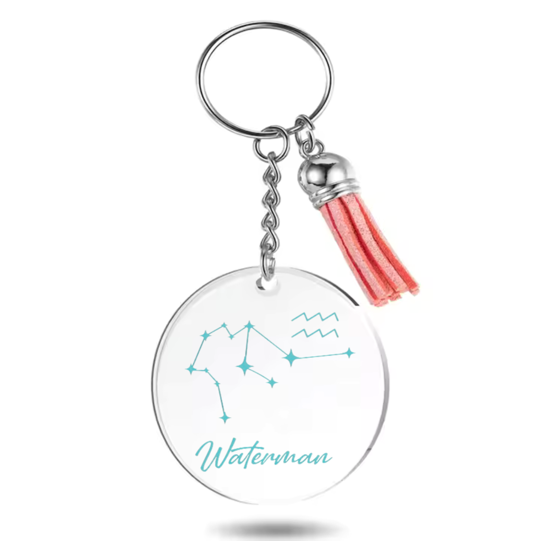 Sleutelhanger met sterrenbeeld Waterman en sterrenstelsel
