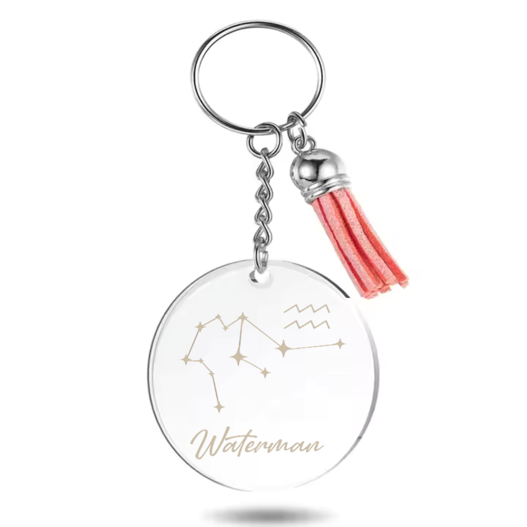 Sleutelhanger met sterrenbeeld Waterman en sterrenstelsel