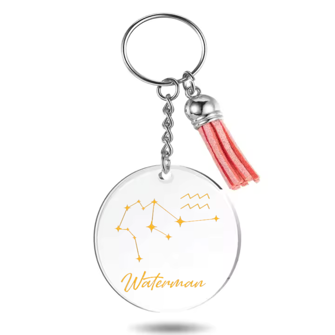 Sleutelhanger met sterrenbeeld Waterman en sterrenstelsel