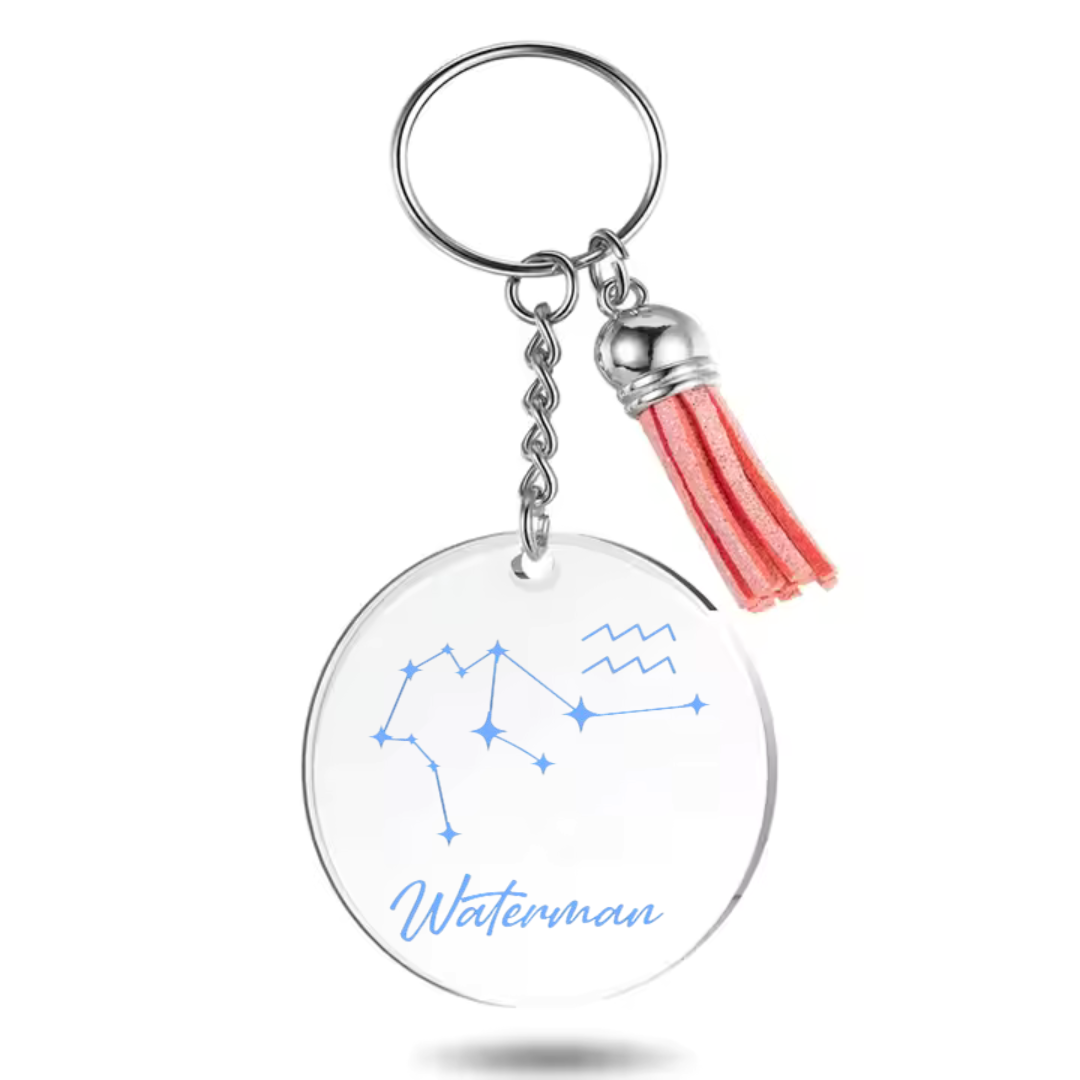 Sleutelhanger met sterrenbeeld Waterman en sterrenstelsel