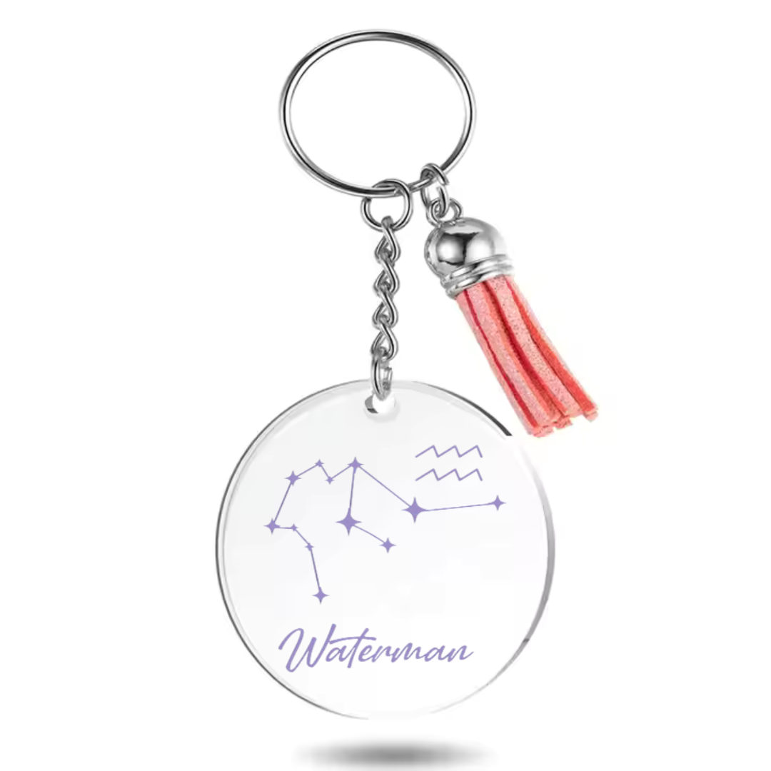 Sleutelhanger met sterrenbeeld Waterman en sterrenstelsel
