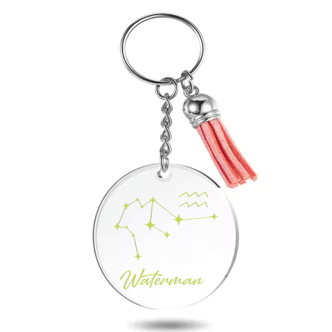Sleutelhanger met sterrenbeeld Waterman en sterrenstelsel