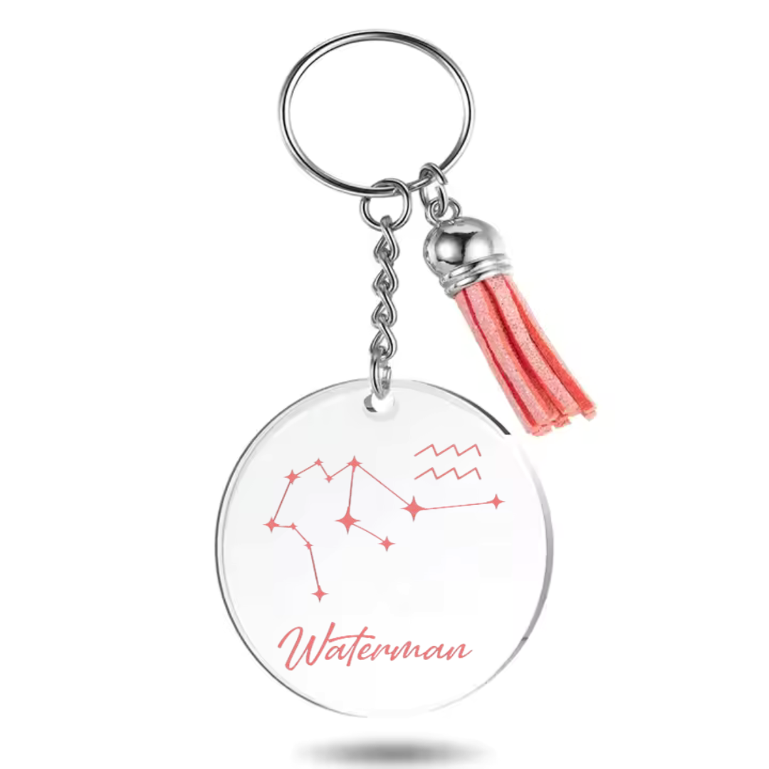 Sleutelhanger met sterrenbeeld Waterman en sterrenstelsel