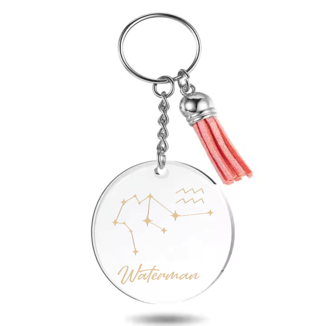 Sleutelhanger met sterrenbeeld Waterman en sterrenstelsel