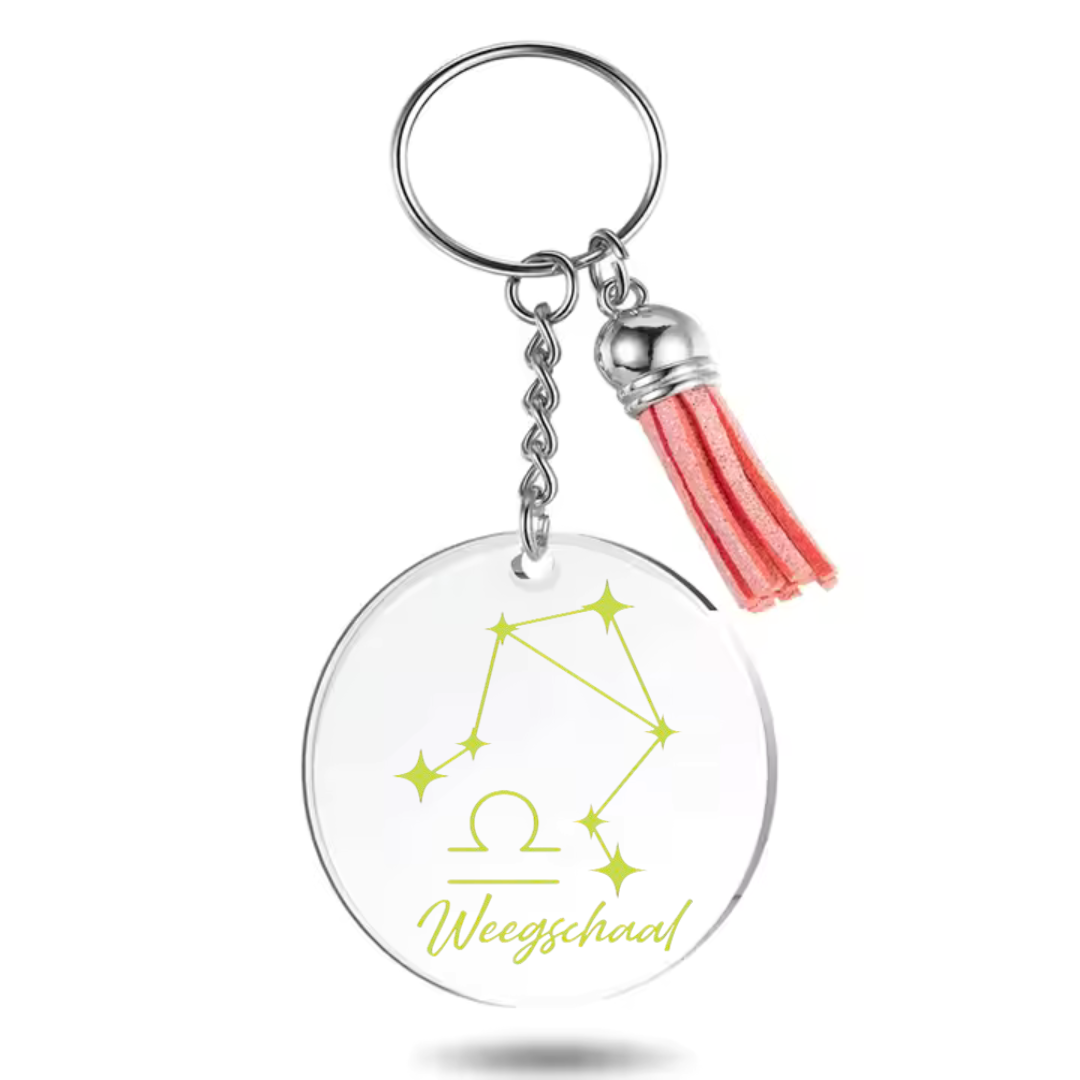 Sleutelhanger met sterrenbeeld Weegschaal en sterrenstelsel