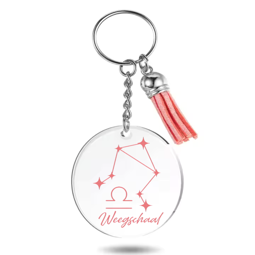 Sleutelhanger met sterrenbeeld Weegschaal en sterrenstelsel