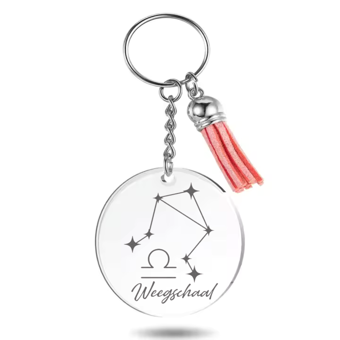 Sleutelhanger met sterrenbeeld Weegschaal en sterrenstelsel